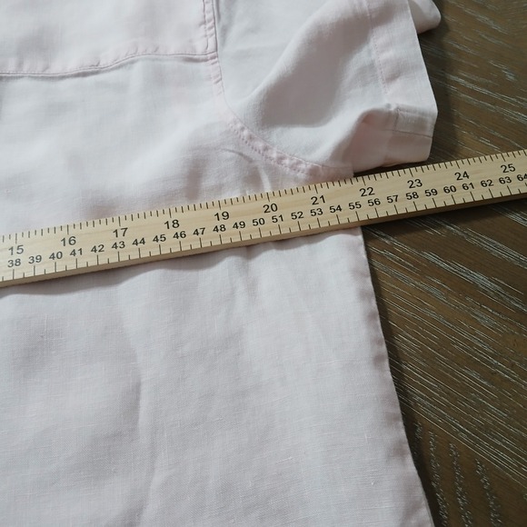 Jamaica Bay Women Shirt 100% Linen Sz L Button Up Short Sleeve Pale Pink - Picture 11 of 12